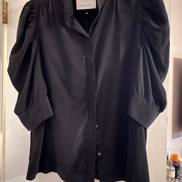 Frame Gillian blouse in matte black silk - Picture 4 of 4